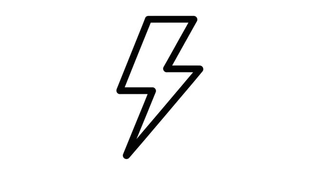 Black lightning bolt symbol icon.