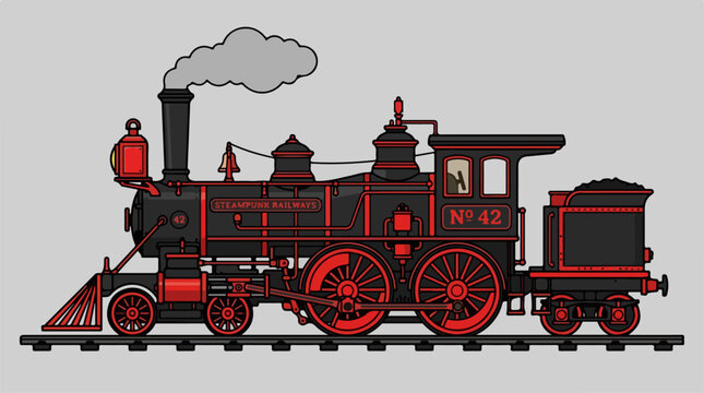 Vintage Steam Locomotive Train Engine.