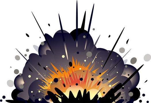 Explosion effect illustration set: Clean paths and organized layers vector material