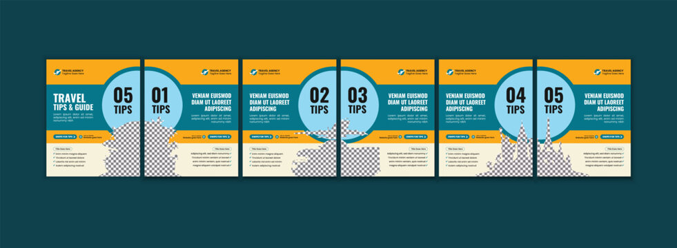 Tourism Travel Tips Social Media Template, Instagram Carousel Post Design, Vacation Marketing Kit