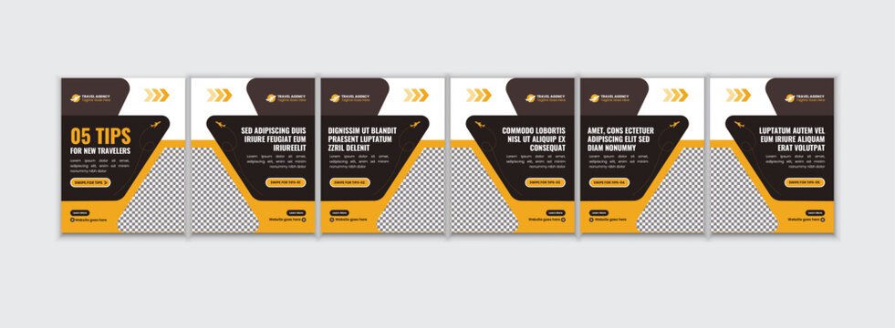 Travel Guide Instagram Carousel Template, Travel Tips Social Media Post, Holiday Promotion Design