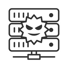サーバーウイルス感染アイコン｜マルウェア・警告・セキュリティリスク © Studio Trinity