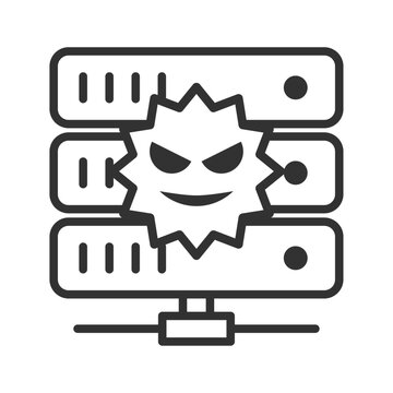 サーバーウイルス感染アイコン｜マルウェア・警告・セキュリティリスク