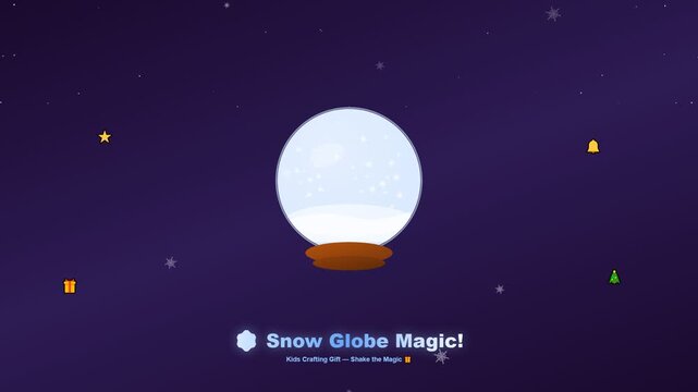 This festive animation, perfect for Mother's Day Gifts, features a magical snow globe transforming with sparkling snow and delightful holiday icons appearing in a serene night sky scene.