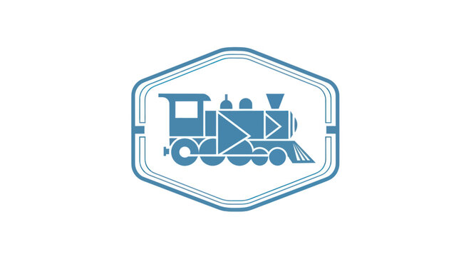Vintage Steam Locomotive Emblem, Retro Train Icon, Transportation Logo