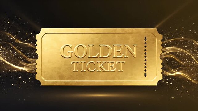 A golden ticket with the words golden ticket embossed on it, symbolizing opportunity and success