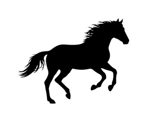 Obraz premium Running horse silhouette isolated on white background. animal icon.