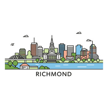 Richmond Virginia Skyline Minimalist Cityscape Vector Illustration