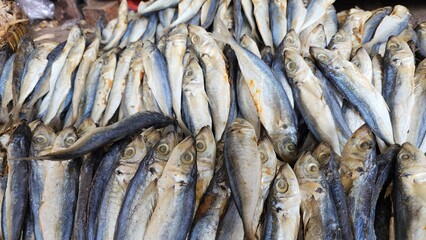 Obraz premium Dried salty anchovy or ikan teri asin