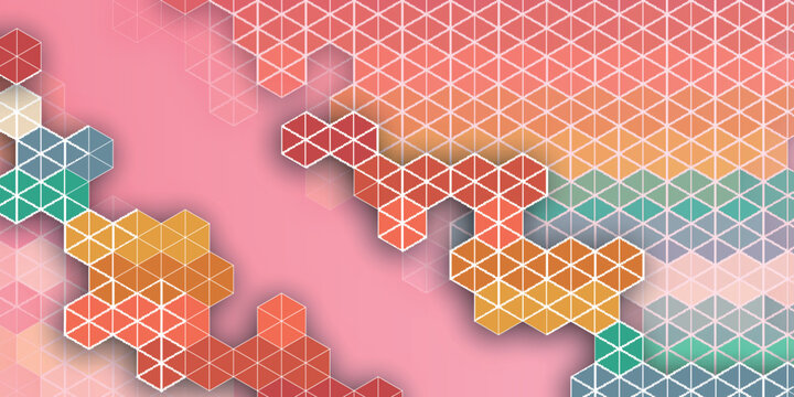 Abstract Geometric Hexagonal Pattern with Colorful Gradient Background