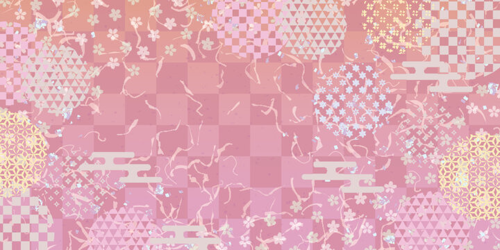 Soft Pink Cherry Blossom Patterned Japanese Style Background