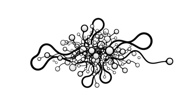 Organic curved line node cluster vector tech digital data web graphic