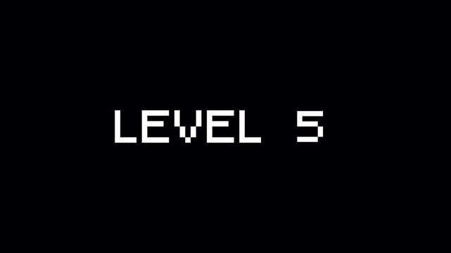 Level 1 to 10 animation with minimal numeric display. Gaming style progress indicator on dark background.