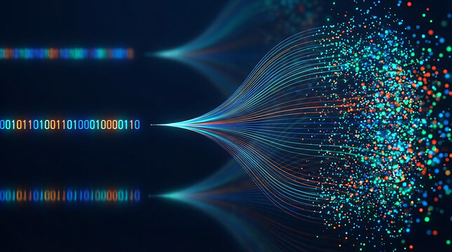 Abstract Big Data Flow Binary Code Stream Digital Network Technology Background
