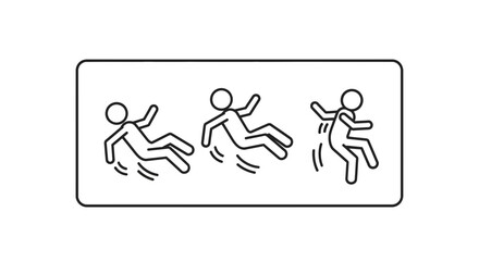 Fototapeta premium Falling Person Icon Sequence: Slip, Fall, and Recovery Motion Graphic