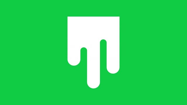 White Drip Shape with Fully Elongated Central Prong on Chroma Key Green Background, Looping