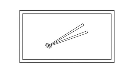 Naklejka premium Abstract minimalist illustration of chopsticks and a circle on a white background