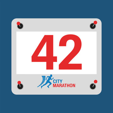 Running Marathon Race Bib with Number Forty Two.