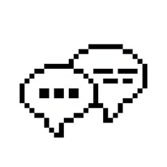 Fototapeta premium A Chat Bubbles with Typing Dots Pixel Art Icon (White with Black Outline)
