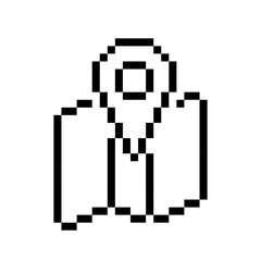 Fototapeta premium A GPS Map Icon with Arrow Line Pixel Art