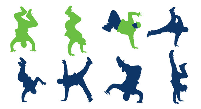 Breakdance Silhouettes - Dynamic Hip Hop Dance Poses
