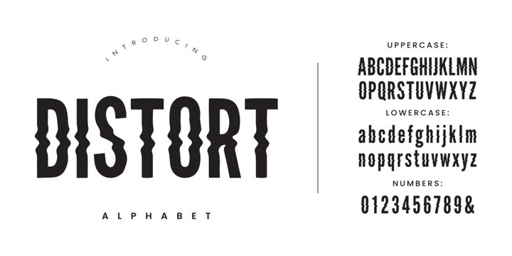 Distort glitch wave decorative font for modern techno music poster and experimental abstract design