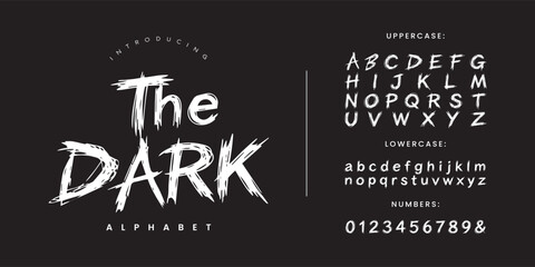 The Dark horror scratchy brush font for mystery movie poster and scary halloween design © happy