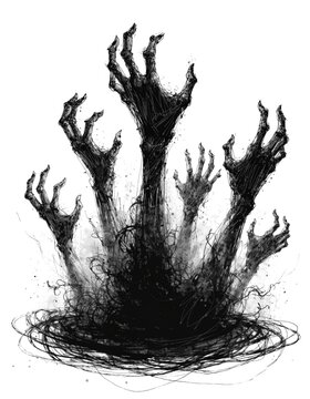 Shadowy hands are clawing their way upward
