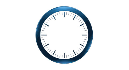 Blank Clock Face with Blue Textured Rim on White Background