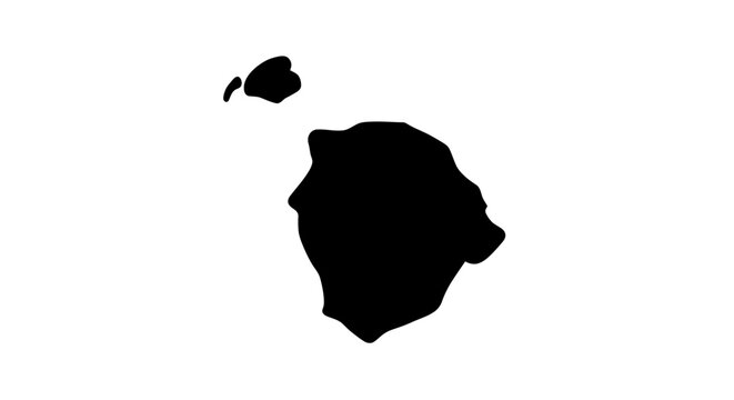 Hawaii map silhouette, black outline on white background, US state outline