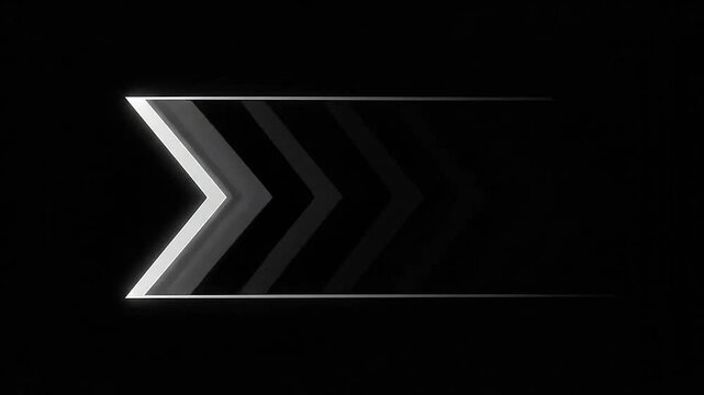 Abstract motion graphic featuring glowing white arrows moving across a dark background