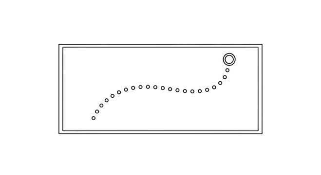 Abstract dotted line path from left to right, ending in a target circle