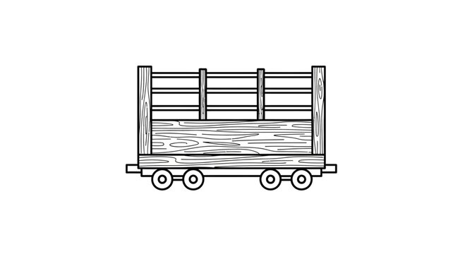 Vintage Wooden Freight Wagon on Rails, Industrial Transport, Old Railway Cart