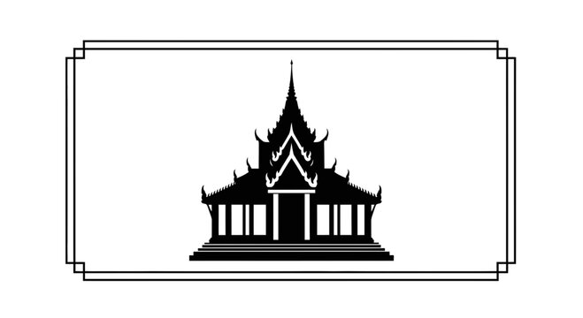 Thai Temple Silhouette Icon, Traditional Asian Architecture, Cultural Landmark