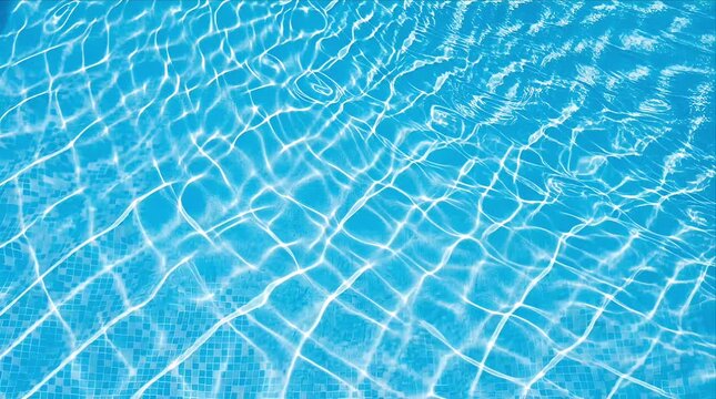 Swimming pool water bright sun caustics gentle ripple blue texture clean tile pattern clear surface outdoor pool creating relaxing scene abstract background fresh wave clear blue surface with dancing