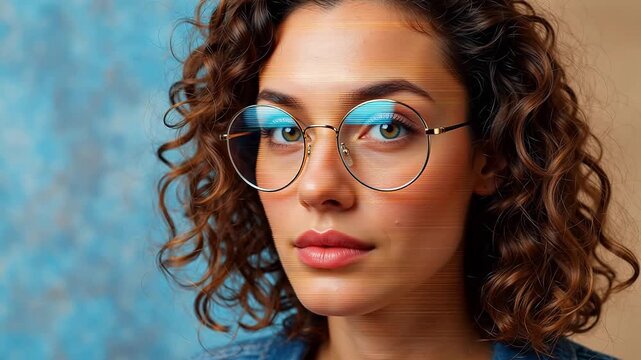 Advanced Woman with curly hair and glasses for Digital Transformation and Cyber Infrastructure