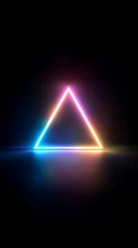 Futuristic Neon Equilateral Triangle with Vibrant Colorful Glow