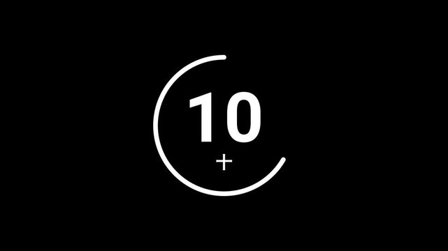 A white outline circular countdown timer from 15 seconds, displaying both Arabic and Japanese kanji numerals on a black background. Perfect for presentations, broadcasts, and live events.