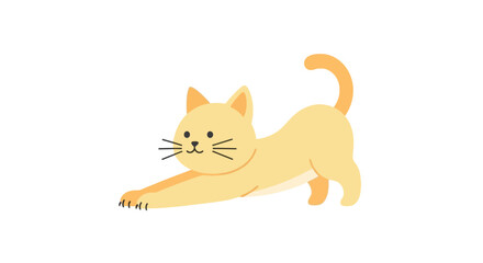 Fototapeta premium Charming light orange cat icon stretching gracefully, a minimalist vector illustration capturing the warmth and agility of a domestic feline, ideal for playful pet themes and children's content