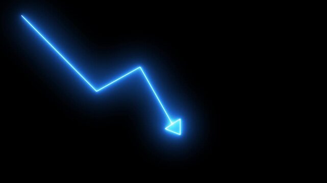 Neon Business chart icon isolated . business chart growth concept black background 4k.Zigzag.Global business line animation. Abstract glowing neon line business graph.4k