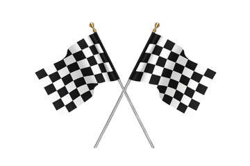Fototapeta premium Checkered flags crossed for racing competition finish line, signaling victory, success, and automotive sports events