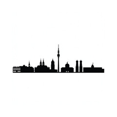 Naklejka premium Silhouette of a city skyline featuring a prominent television tower