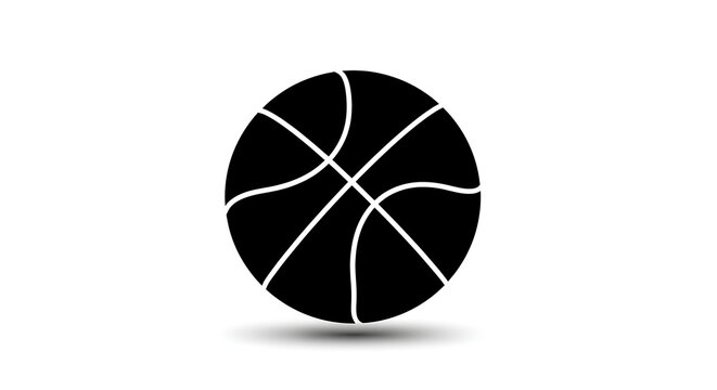 A black basketball icon isolated on white background with white lines
