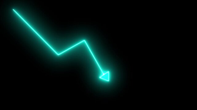 Neon Business chart icon isolated . business chart growth concept black background 4k.Zigzag.Global business line animation. Abstract glowing neon line business graph.4k