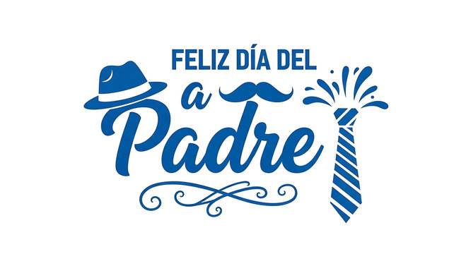 Spanish fathers day greeting card with hat and tie