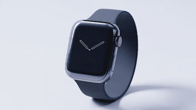 Minimalist smartwatch with a blank screen, also known as a round watch with a brown leather strap, a classic and stylish timepiece.