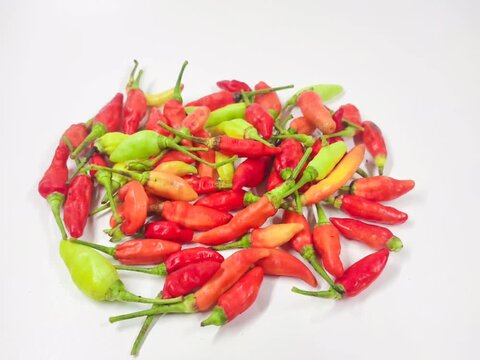 video of chili peppers on a white background with zoom in style