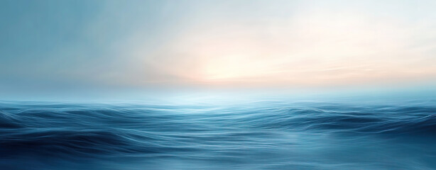 Fototapeta premium Ocean horizon with blue sky and clouds over calm sea