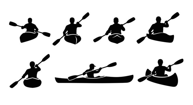 Kayaking Silhouettes: Diverse Paddling Poses and Styles
