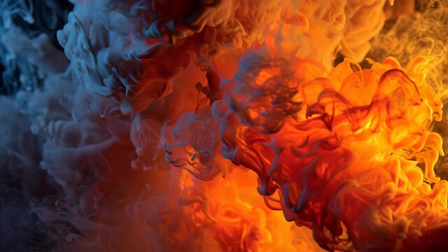 Abstract Smoke and Fire Smoke Plume with Dynamic Colors and Artistic Flow for Creative Use
